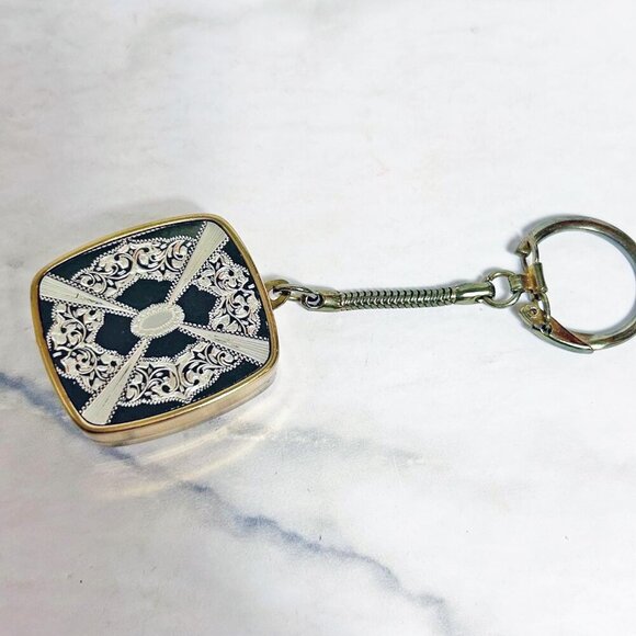Vintage Sankyo Music Box Keychain black gold and silver - Picture 3 of 9